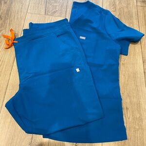 Marine blue with orange tie- figs
